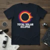 Total Solar Eclipse t-shirt design featuring a graphic of the sun's corona and text "TOTAL SOLAR ECLIPSE"