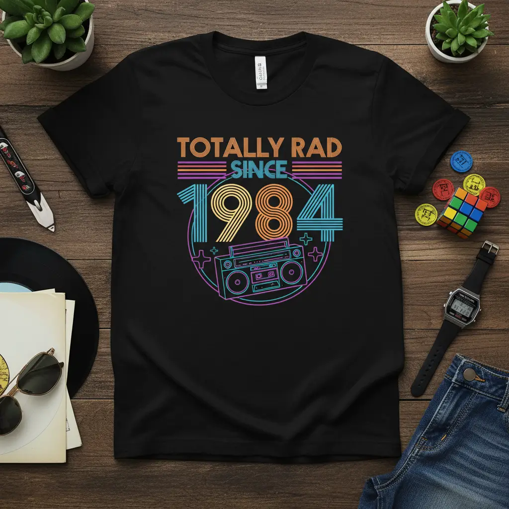 Totally Rad Since 1984 Retro Boombox T-Shirt Gift