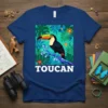 Toucan Bird Art eye-catching graphic design printed on comfortable cotton t-shirt