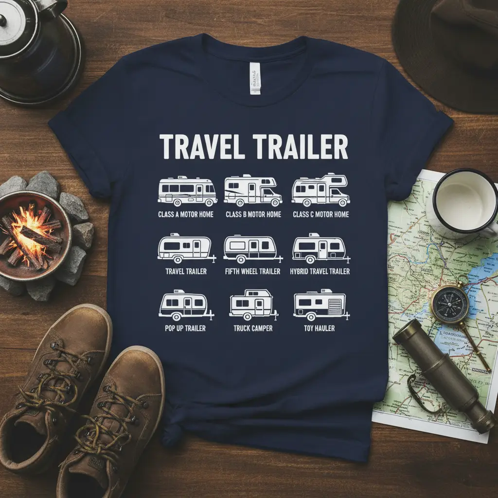 Travel Trailer Types Collection Rv Camper Shirt Gift Trending T-Shirt