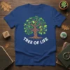 Tree of Life t-shirt with white text and a stylized tree graphic, symbolizing nature and spirituality