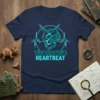Triceratops skull with heartbeat graphic on a navy t-shirt, featuring the text "TRICERATOPS HEARTBEAT"