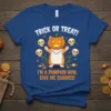 Trick or Treat! I'm a Pumpkin Now, Give Me Candies! Halloween cat pumpkin design with skulls and candy