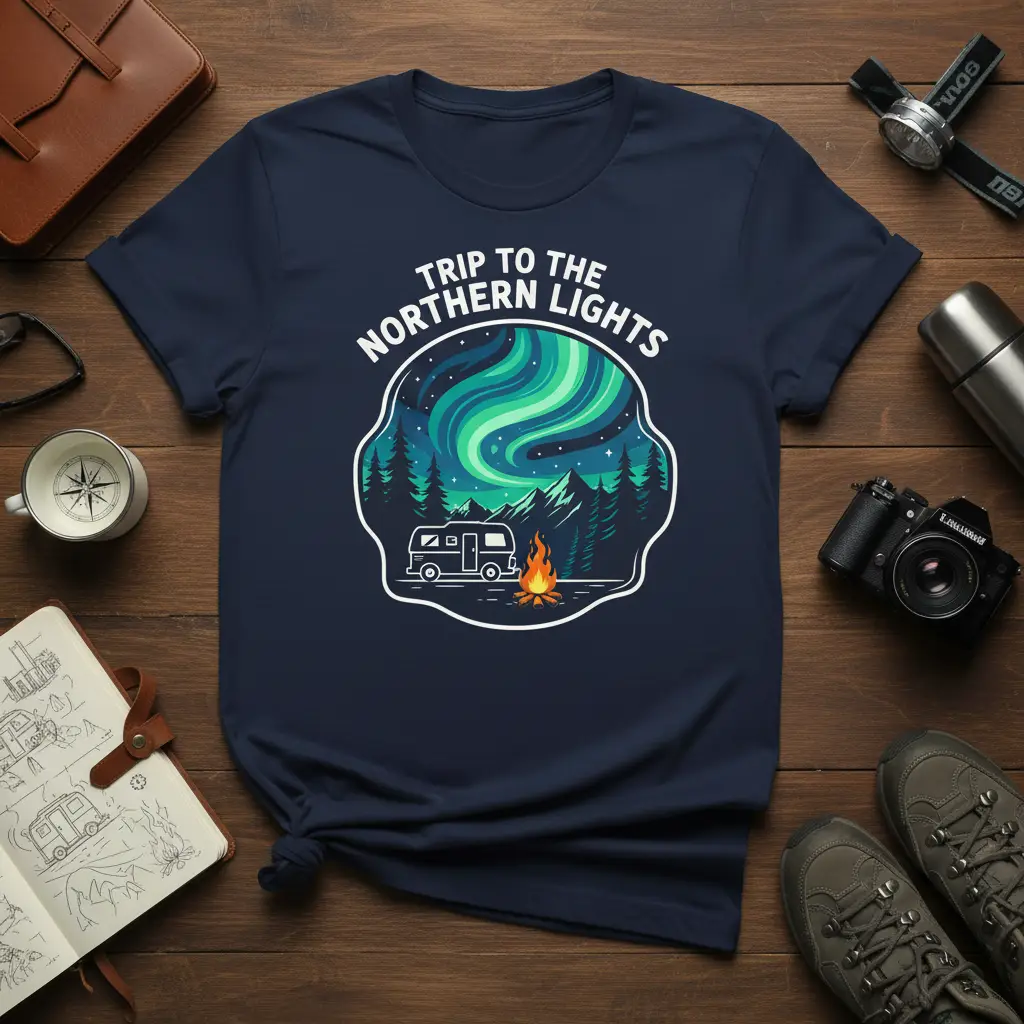 Trip to the Northern Lights Camping T-Shirt Aurora Adventure Gift