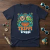 Trippi Troppi t-shirt with retro diver helmet, cat, fish, and jellyfish design in vibrant psychedelic colors