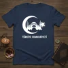 TÜRKIYE CUMHURIYETI text with Hagia Sophia and Turkish flag crescent moon and star design on navy t-shirt