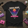 TROPICAL DREAMS 80'S SUMMER VIBES unique graphic design printed on comfortable cotton t-shirt