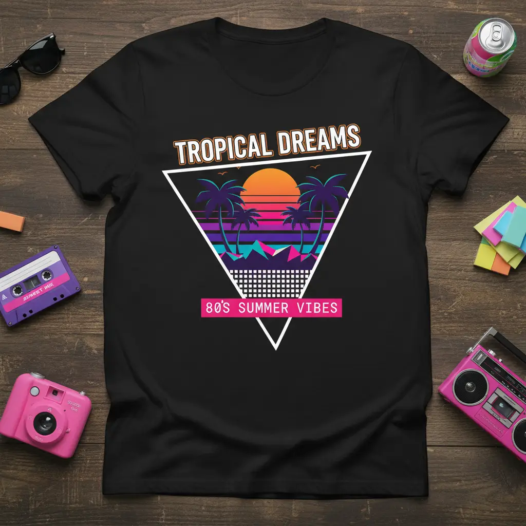 Tropical Dreams 80’s Summer Vibes T-Shirt Retro Beach Party