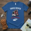 Truck Driver Road Warrior t-shirt design with red semi-truck graphic and white text