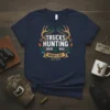 Trucks Hunting Ducks Wild Mama's Boy t-shirt with deer antlers, shotguns, and nature graphics