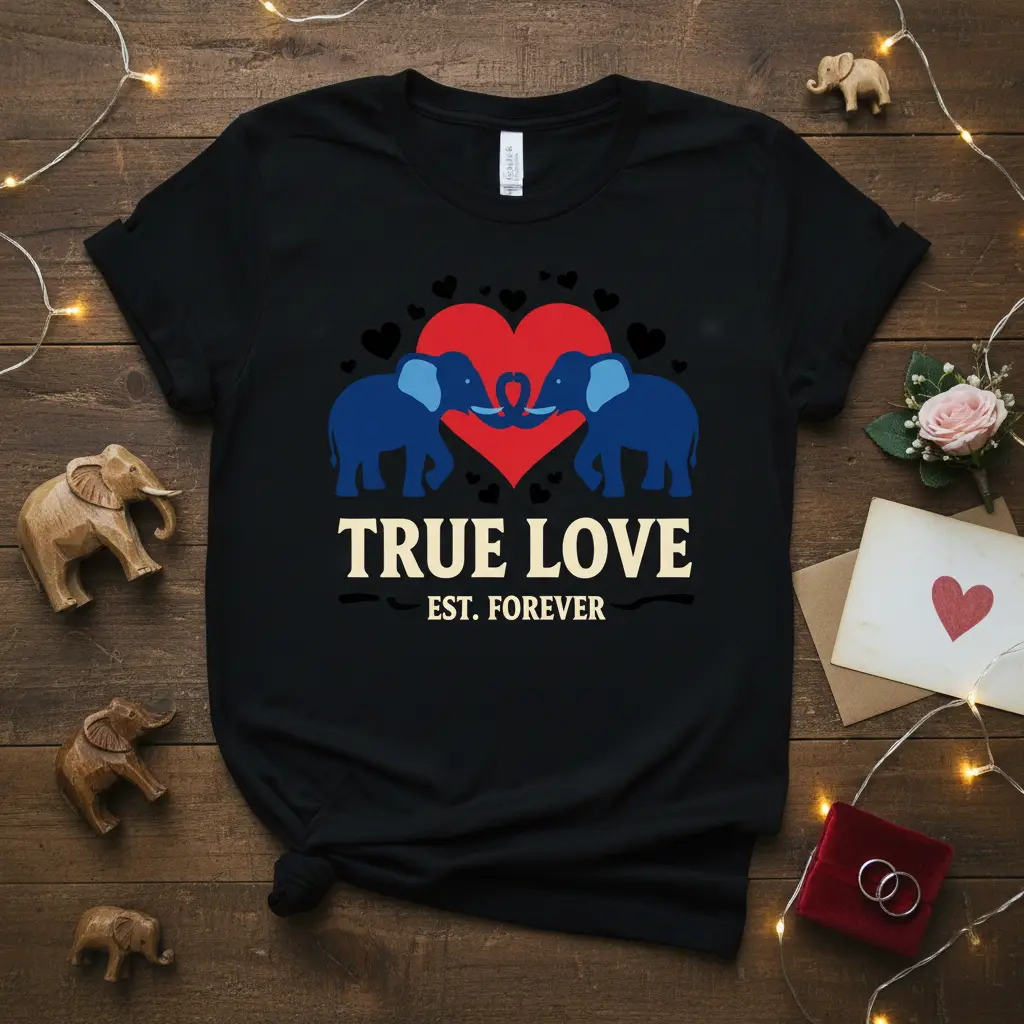 True Love Est. Forever Elephant Couple T-Shirt