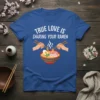 True Love Is Sharing Your Ramen text with illustration of hands sharing a bowl of ramen noodles