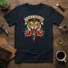 Dark t-shirt featuring a traditional tattoo design of a tiger head, roses, and a dagger with TRUTH & TRADITION on