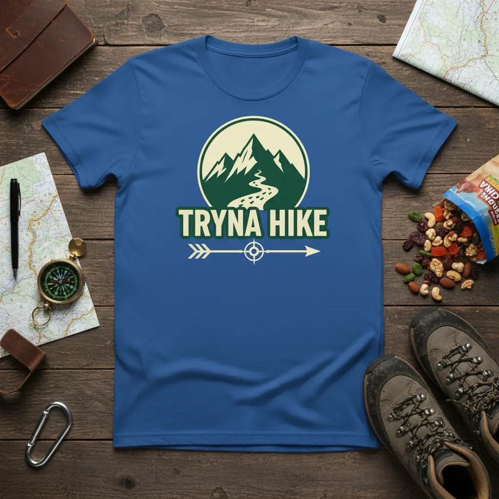 Tryna Hike Mountain Graphic T-Shirt Outdoor Adventure Gift