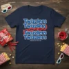 Navy blue t-shirt featuring repeated "Twizzlers" text with a red licorice rope graphic and "Twizzlers Candy Since 1845" at the