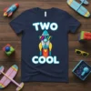 Two Cool rocket t-shirt design with sunglasses, perfect for a 2nd birthday celebration. Features bold text and a fun graphic