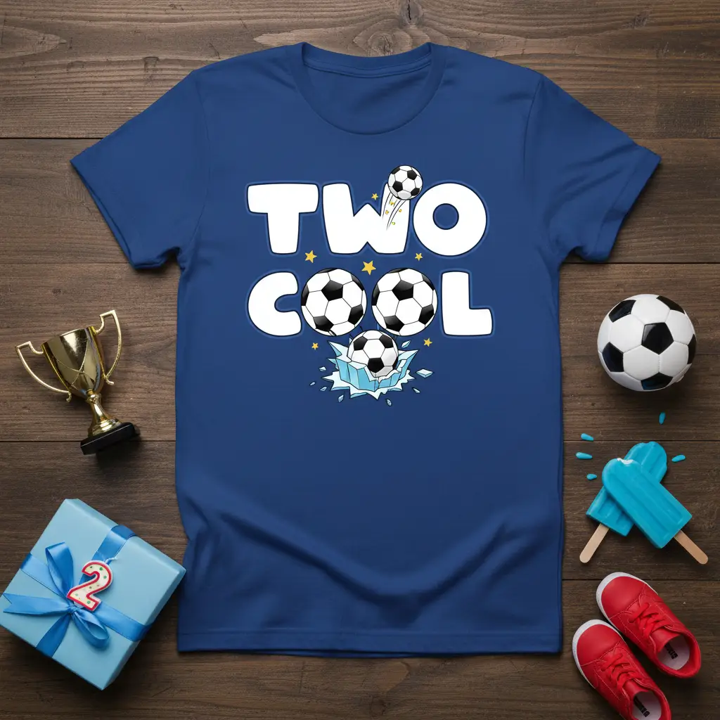 Two Cool Soccer Birthday T-Shirt for Boys