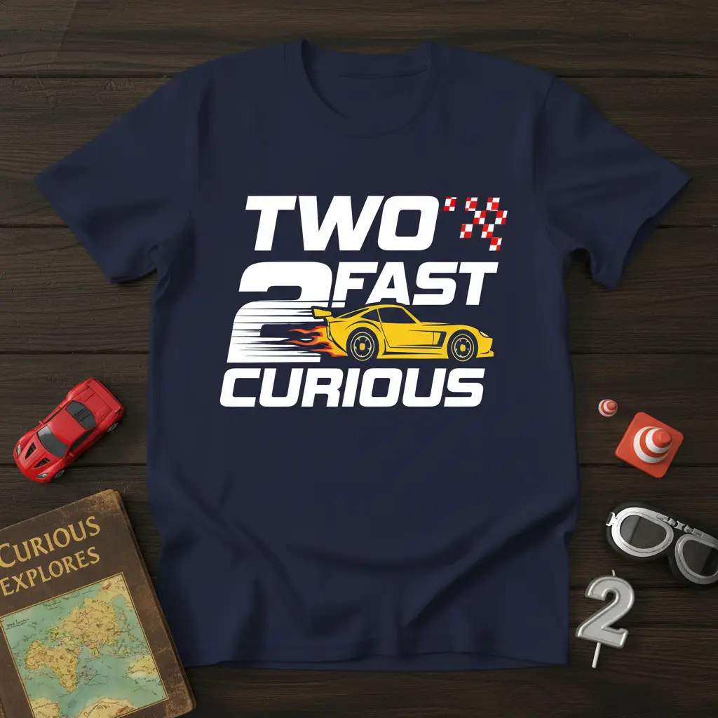 Two Fast 2 Curious Birthday Racing Car T-Shirt