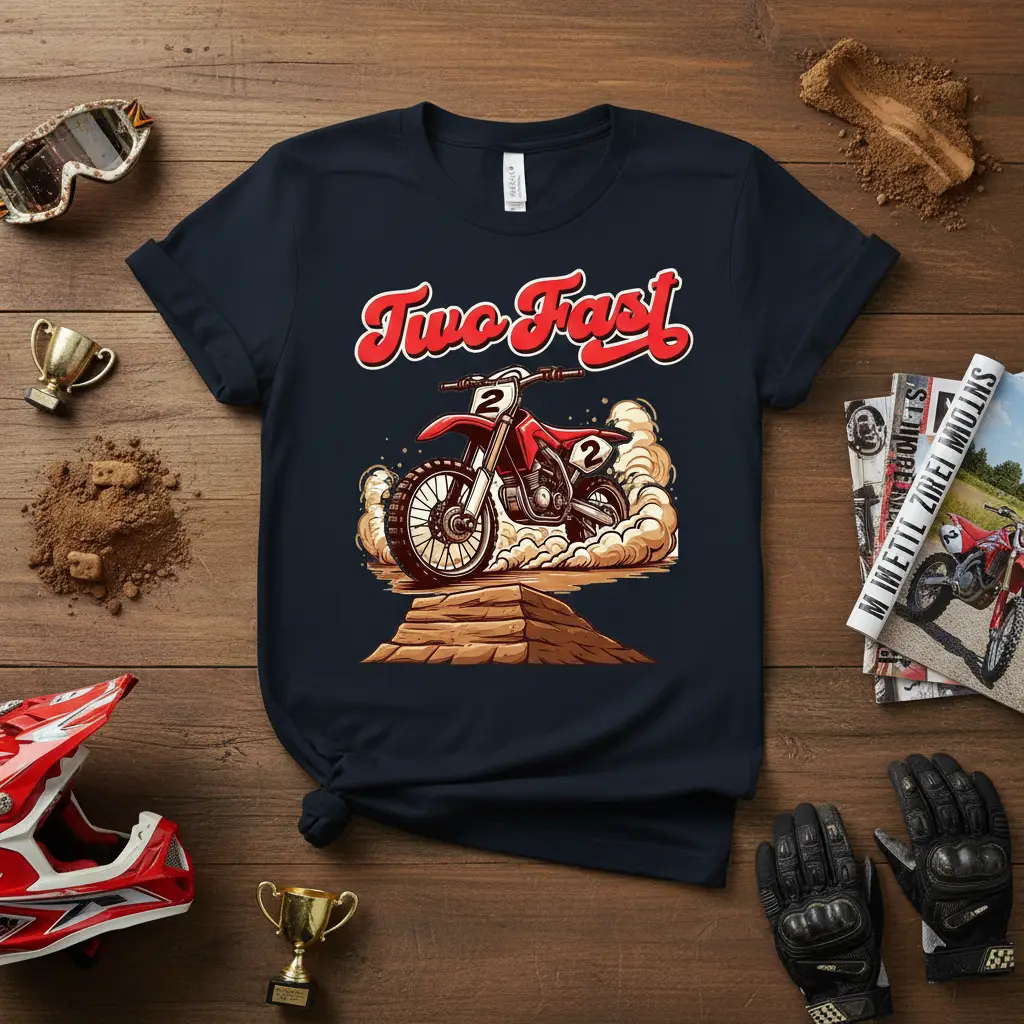 Two Fast Dirt Bike T-Shirt Motocross Birthday Gift