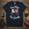 Two Flags One Family T-Shirt with Italian and British flags in an infinity symbol held by hands