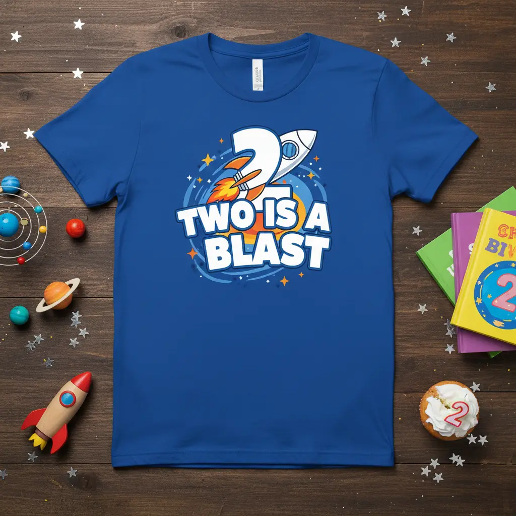 Two Is a Blast 2nd Birthday Rocket Ship T-Shirt