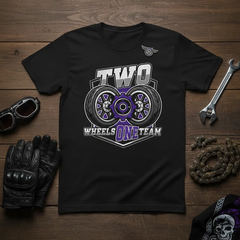 Two Wheels One Team Motorcycle Rider T-Shirt Gift