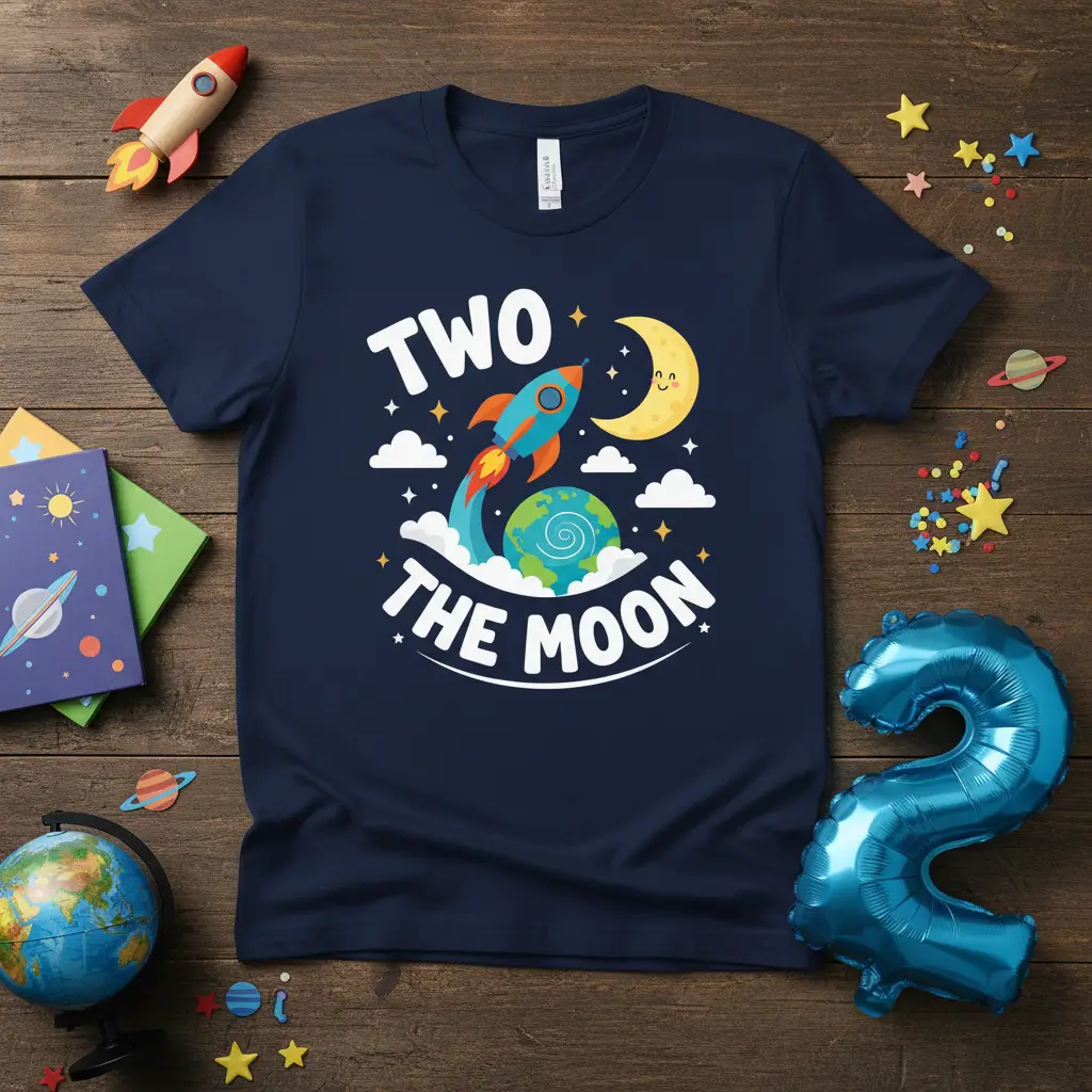 Two the Moon Birthday T-Shirt for 2 Year Olds