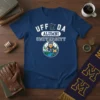 Uff Da Alumni University t-shirt design featuring a Viking mascot, Minnesota outline, and university text in blue and white