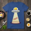 UFO Abducting Bacon stylish graphic design printed on comfortable cotton t-shirt