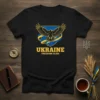 Ukraine Freedom Flies T-Shirt with eagle and Ukrainian flag colors. Patriotic graphic tee for supporters