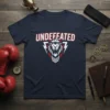 Undefeated T-Shirt with a roaring lion wearing a crown and lightning bolt graphics