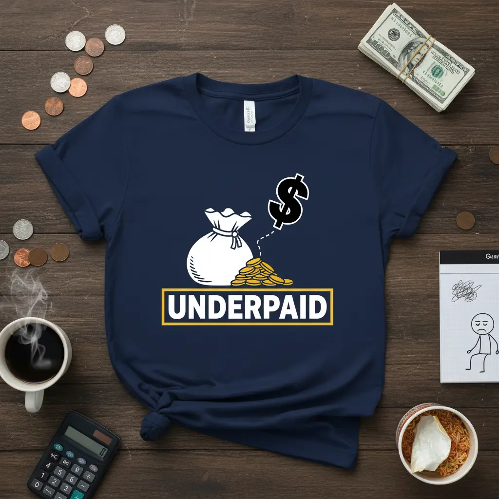 Underpaid Funny Work T-Shirt for Salary Humor Lovers