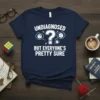 Undiagnosed But Everyone's Pretty Sure text with question mark and sad/confused cloud emojis on a navy t-shirt