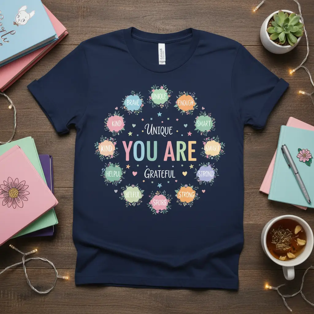 Unique You Are Grateful Affirmation T-Shirt Positive Message Gift