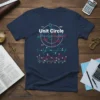 Unit Circle t-shirt design featuring detailed mathematical diagrams and formulas for geometry and trigonometry