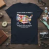 United States of America map t-shirt with state flags and names, including Montana, Minnesota, New York, and California
