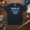 University City Baseball T-Shirt with Spartan mascot and crossed bats graphic
