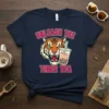 Unleash The Tiger Tea graphic t-shirt with a tiger holding a boba drink