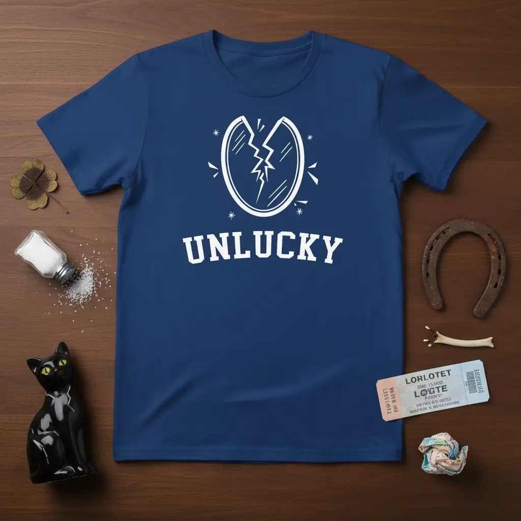 Unlucky Broken Mirror T-Shirt Funny Superstition Gift