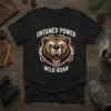 Untamed Power Wild Roar t-shirt featuring a fierce bear graphic and bold text for outdoor enthusiasts