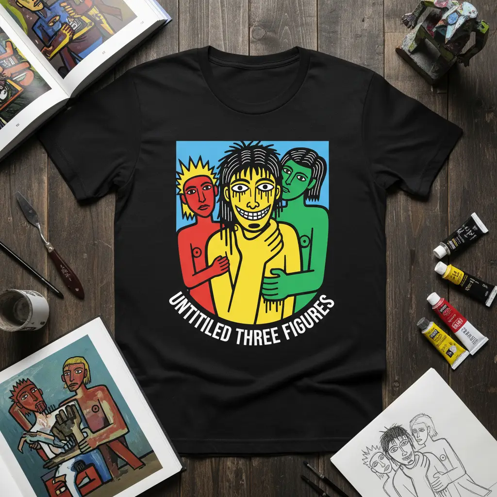 Untitled Three Figures Art T-Shirt Modern Graphic Design