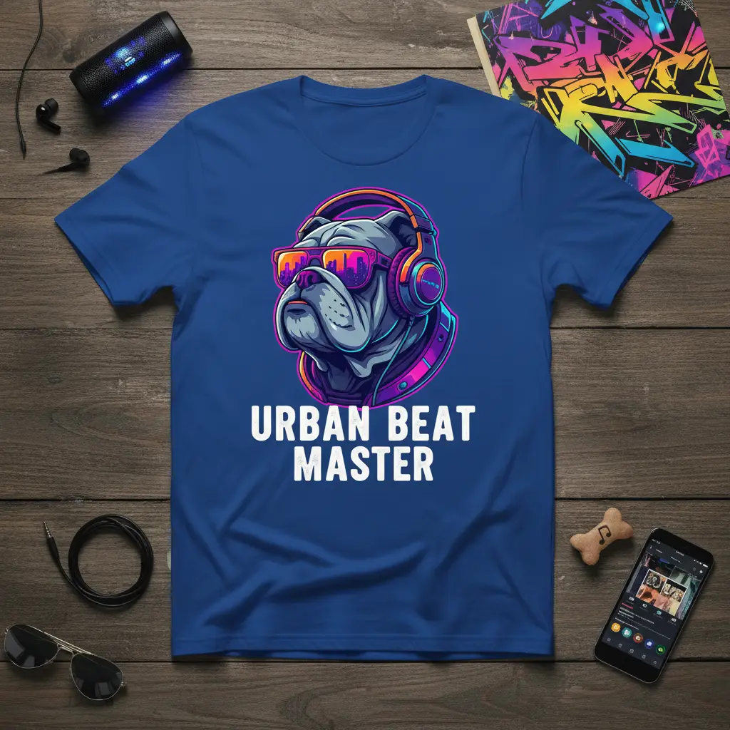 Urban Beat Master Bulldog T-Shirt Cool Dj Music Gift