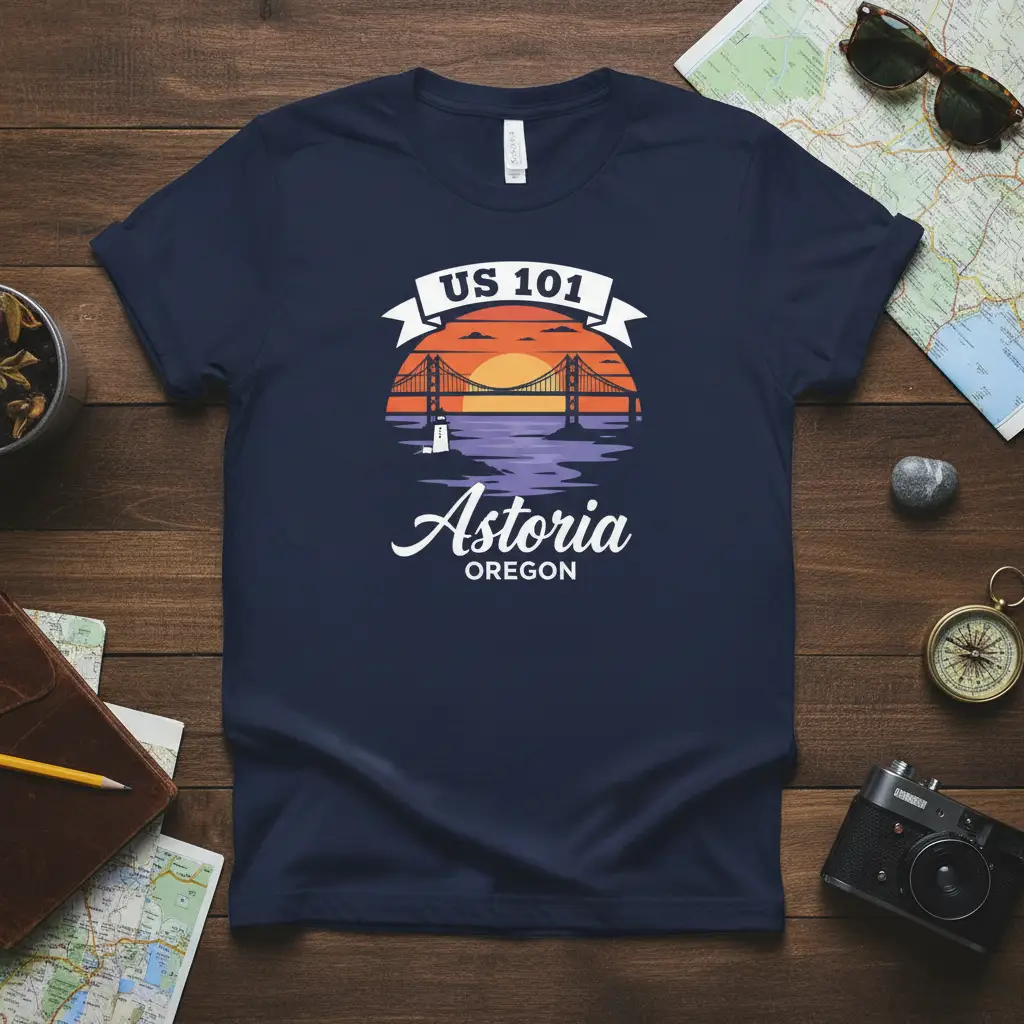 Us 101 Astoria Oregon Bridge Sunset T-Shirt