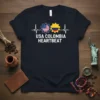 USA Colombia Heartbeat t-shirt with US and Colombian flag gears in a heartbeat EKG line