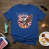 USA Eagle Hot Dog graphic t-shirt design with patriotic eagle holding American flag and hot dog, "USA" text