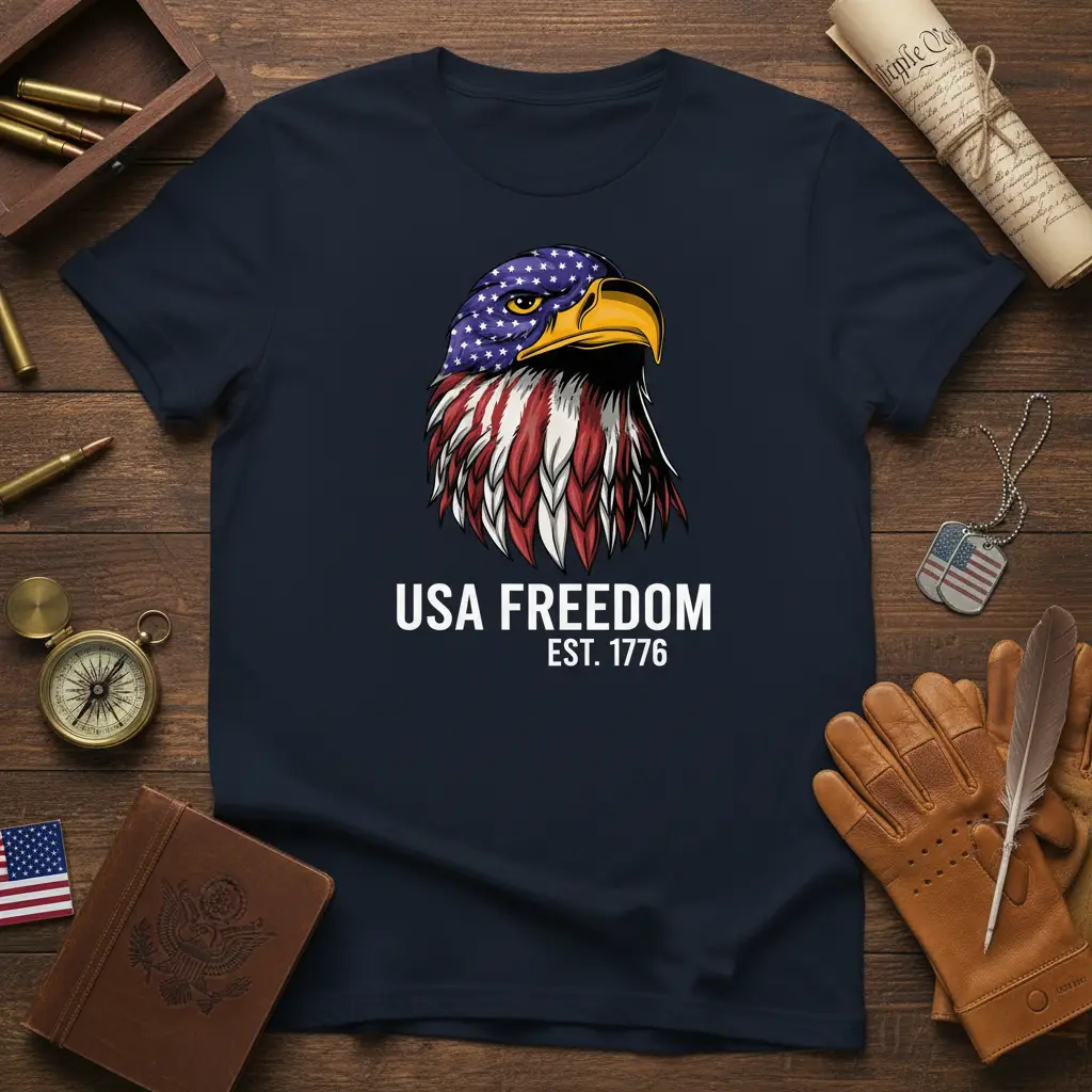 Usa Freedom Est. 1776 Eagle T-Shirt Patriotic Gift