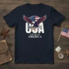 USA God Bless America t-shirt with an eagle and American flag graphic
