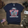 USA Manatee Pride t-shirt design featuring a manatee wearing sunglasses and American flags