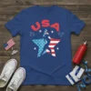 USA Patriotic Star Athlete eye-catching graphic design printed on comfortable cotton t-shirt