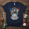 Eagle with USA, Puerto Rico, Dominican, and Mexican flags on chest, text USA PUERTO RICO DOMINICANA MEXICO